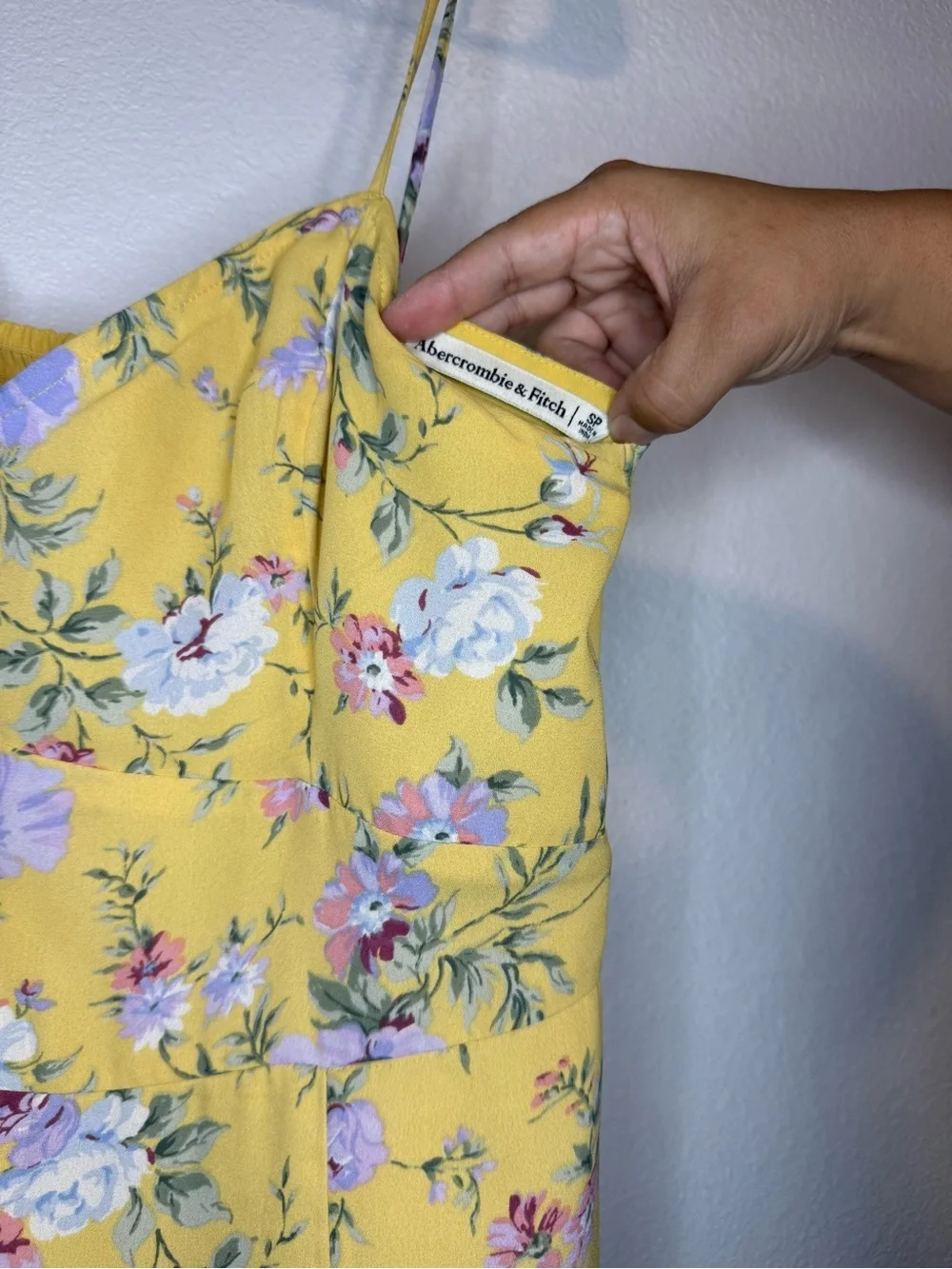 Abercrombie & Fitch Yellow Floral Tie-Shoulder Maxi Dress